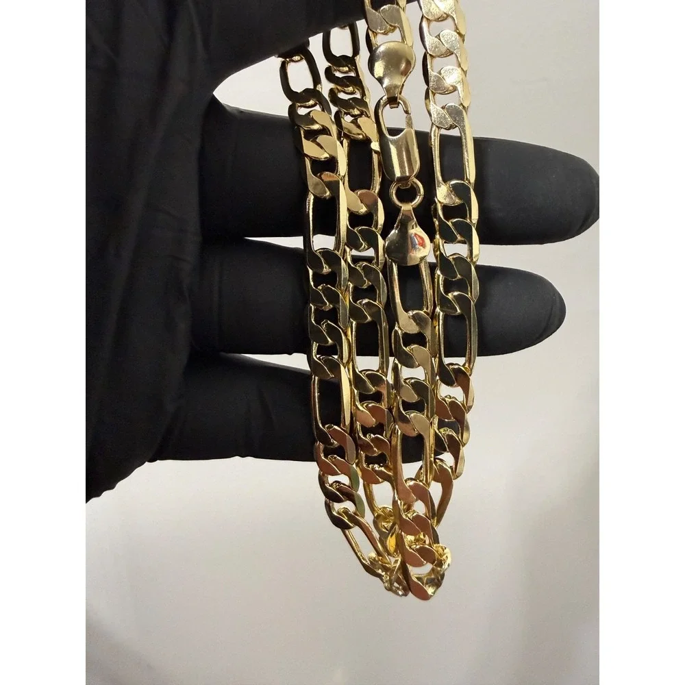 figaro necklace chain 14k gold layered 24 inch 7.5mm lobster clasp